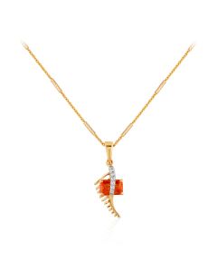Orange sapphire diamond pendant symbolizing strength in Navratri