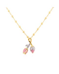 Pink Bloom Diamond Pendant with Enamel Detailing