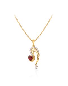 Diamond pendant with orange charm reflecting Navratri devotion