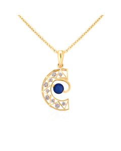 Diamond pendant with blue topaz detail