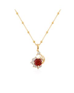 Garnet Bloom Diamond Pendant for Navratri Devotion