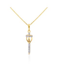 Regal diamond pendant with royal staff-inspired design