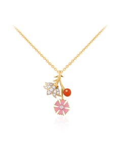 Diamond Pendant with colorful floral detail for festive devotion