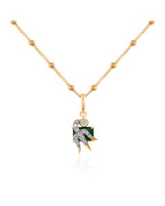 The Divine Trident Diamond & Green Stone Pendant