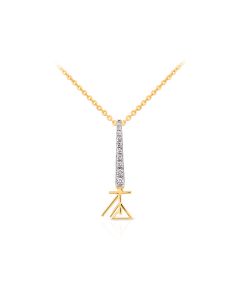 Elongated diamond pendant inspired by divine staff symbolism