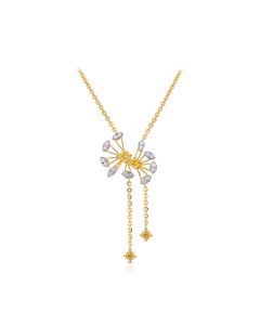 Fancy Yellow Diamond & White Diamond Floral Drop Pendant