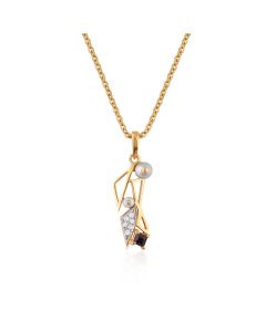 Geometric diamond pendant with pearls for Navratri devotion