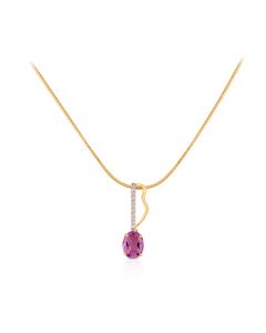 Sleek purple amethyst diamond pendant with modern linear design