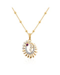 Radiant amethyst and diamond pendant with festive circular design