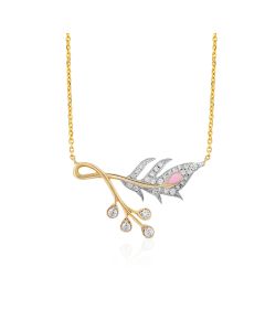 Graceful Feather Diamond and Enamel Pendant