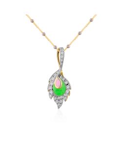 Mayur Pankh Diamond and Green Gemstone Pendant