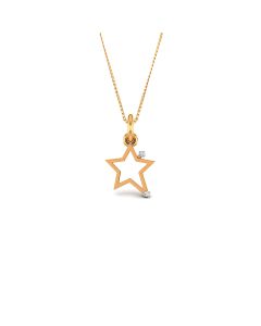 Star-shaped diamond pendant with radiant golden frame design