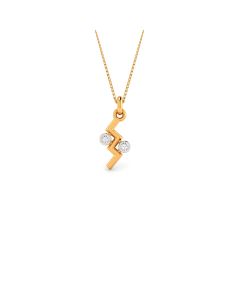 Zig-Zag Diamond Pendant with Abstract Golden Double-Ring Design