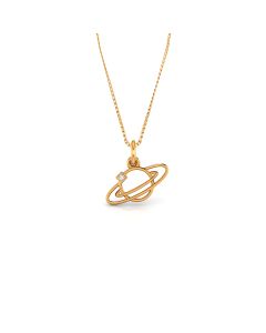 Planet-Inspired Diamond Pendant with Artistic Golden Craftsmanship