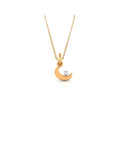 Crescent Moon Diamond Pendant with Artistic Golden Spiral Design