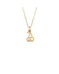 Cherry-shaped diamond pendant with fun modern design