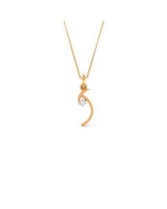 Diamond pendant with sleek abstract golden wave design