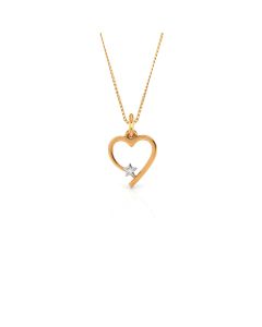 Heart-shaped diamond pendant with modern minimalist golden outline