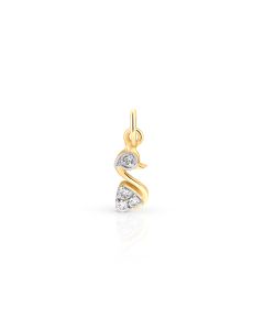 Diamond duck pendant with playful golden outline and charm