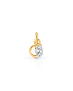 Diamond teardrop pendant with polished golden curved edges