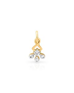 Diamond floral pendant with delicate three-petal golden artistry