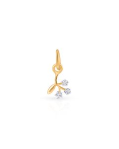 Diamond branch pendant with golden stem and floral accents