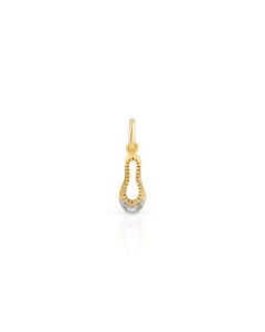 Sleek diamond pendant with elongated golden loop silhouette