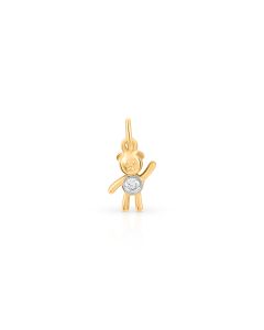 Adorable teddy bear pendant with sparkling diamond centerpiece