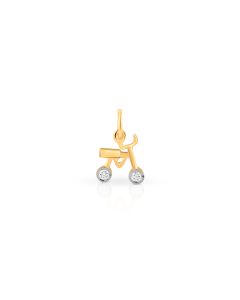 Diamond tricycle pendant with playful golden framework design