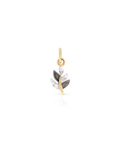 Elegant diamond leaf pendant with natural golden-green detailing