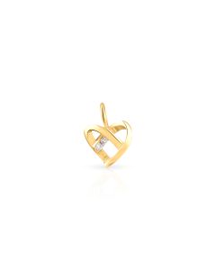 Golden diamond heart pendant with intersecting ribbon design