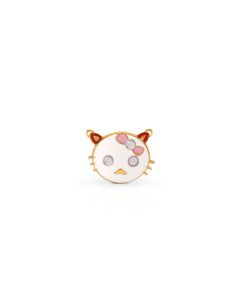 Kitty Love Gold Pendant with Bow and Flower Charm