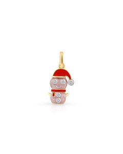 Frosty Friend Gold Pendant with Red Enamel Snowman