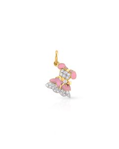 Pink Skirt Teddy Gold Pendant with White & Pink Enamel
