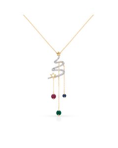 Whimsical Spiral Pendant with Diamonds and Festive Charms