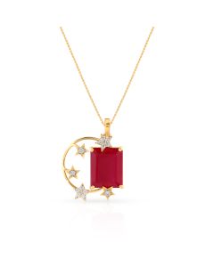 Halo Inspired Ruby Pendant with Stars and Festive Elegance