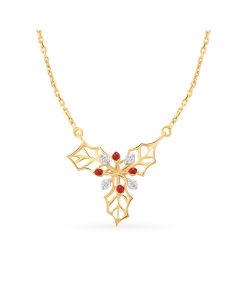 Diamond Gold Pendant with Leaf Cross Inspired Festive Motif