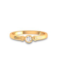 Classic Solitaire Embellished Ring with Hearts