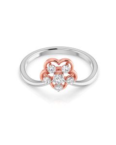 Dual Tone Floral Diamond Ring