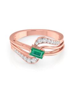 Radiating Emerald Diamond Ring