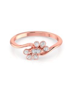 Glittering Abstract Flower Diamond Ring