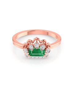 Floral Emeralds Diamond Ring