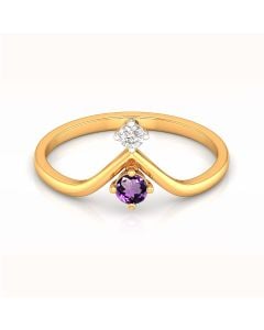 Amethyst and Diamond V Ring