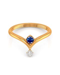 Sapphire and Diamond V Ring