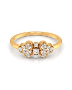 Cluster Diamond Ring with Unique Gold Setting