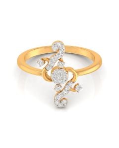 Swirl Diamond Ring with Delicate Gold Band