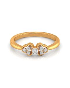 Petite Diamond Cluster Ring with Polished Gold Band