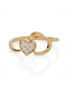 Elegant Twin Heart Diamond Ring