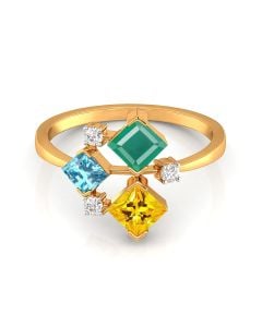 Geometric Trio Gemstone Ring