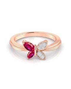 Ruby Butterfly Diamond Ring